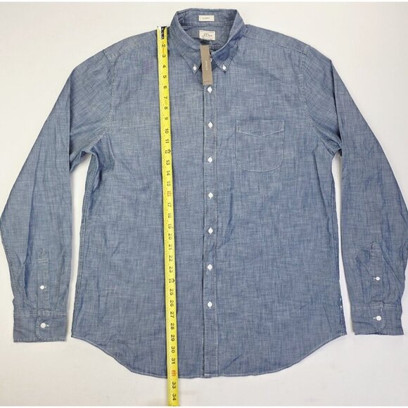 J. Crew Classic Size XLT Mens Blue Denim Organic Cotton Button Down Shirt NWT - Picture 9 of 10